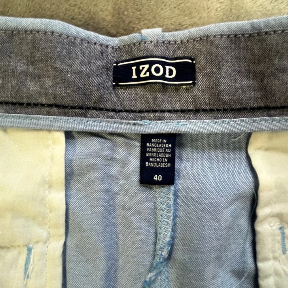 IZOD Newport Oxford Shorts Mens 40 Blue Flat Front‎ 45SH169464